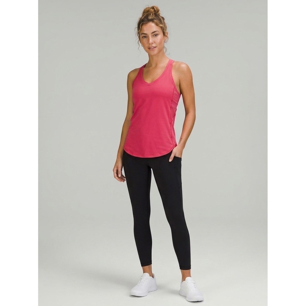 Lululemon Sculpt Tank Top Pink Racerback Mesh Back Running Workout Size 4